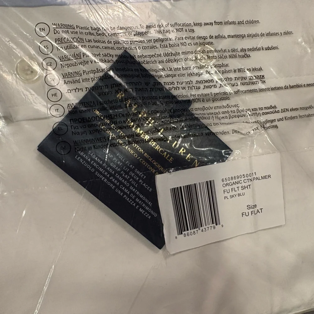 Ralph Lauren Organic Full Flat White Cotton Sheet